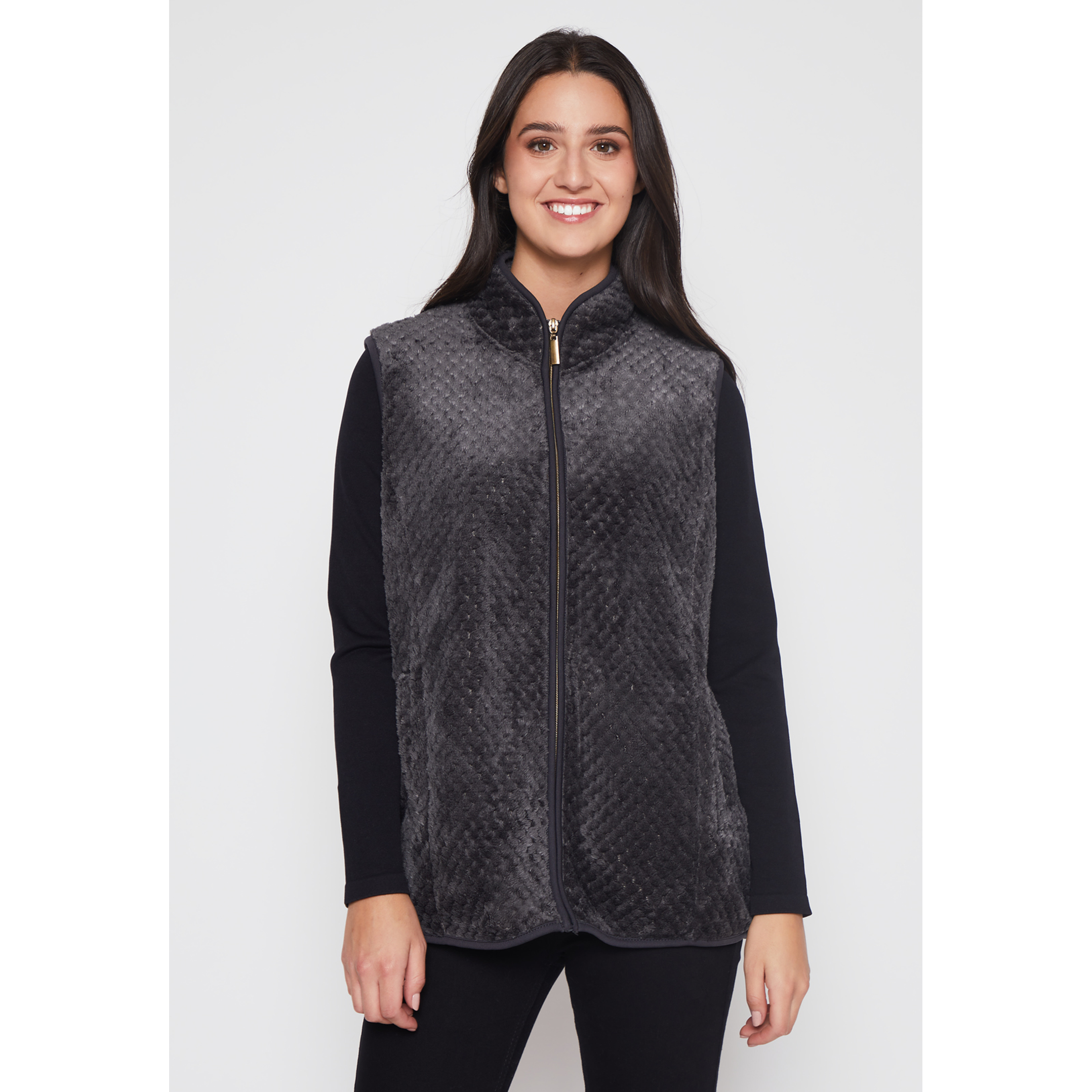 Polar Peludo Sin Manga  Motas Mujer Gris Familyshop 1