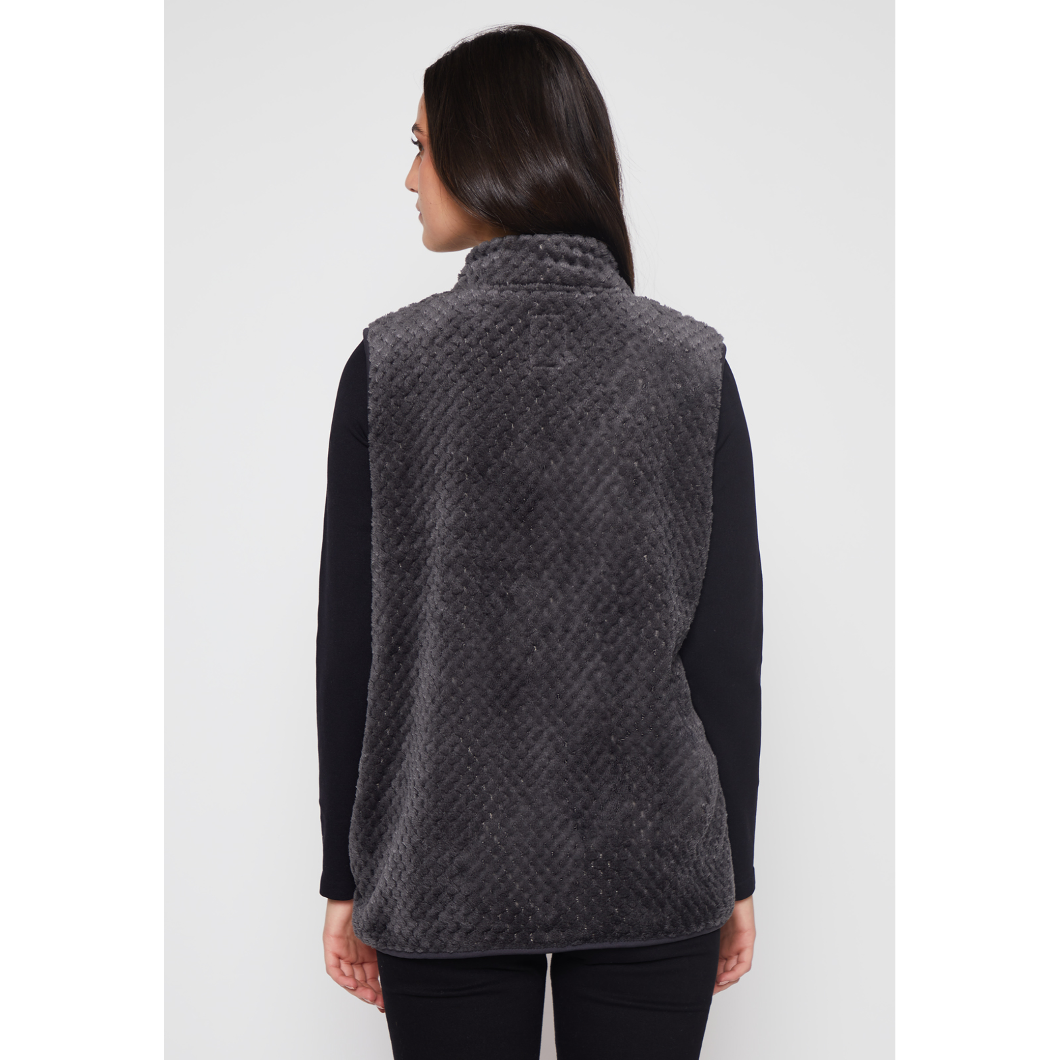 Polar Peludo Sin Manga  Motas Mujer Gris Familyshop 3