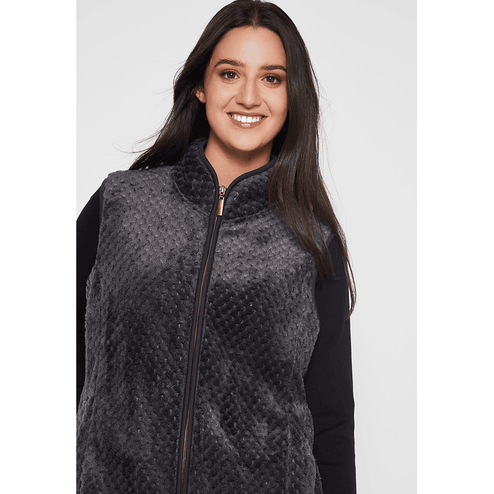 Polar Peludo Sin Manga  Motas Mujer Gris Familyshop 4