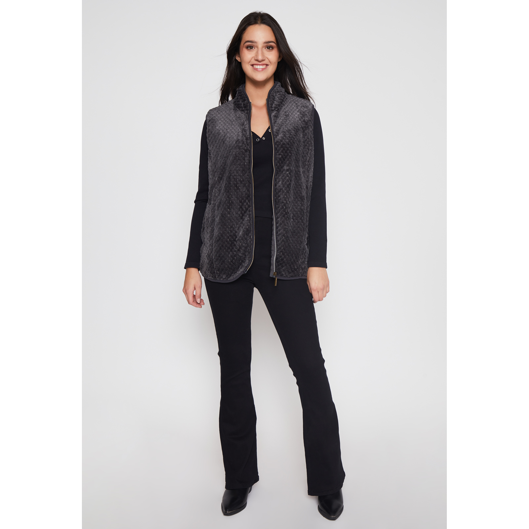 Polar Peludo Sin Manga  Motas Mujer Gris Familyshop 2