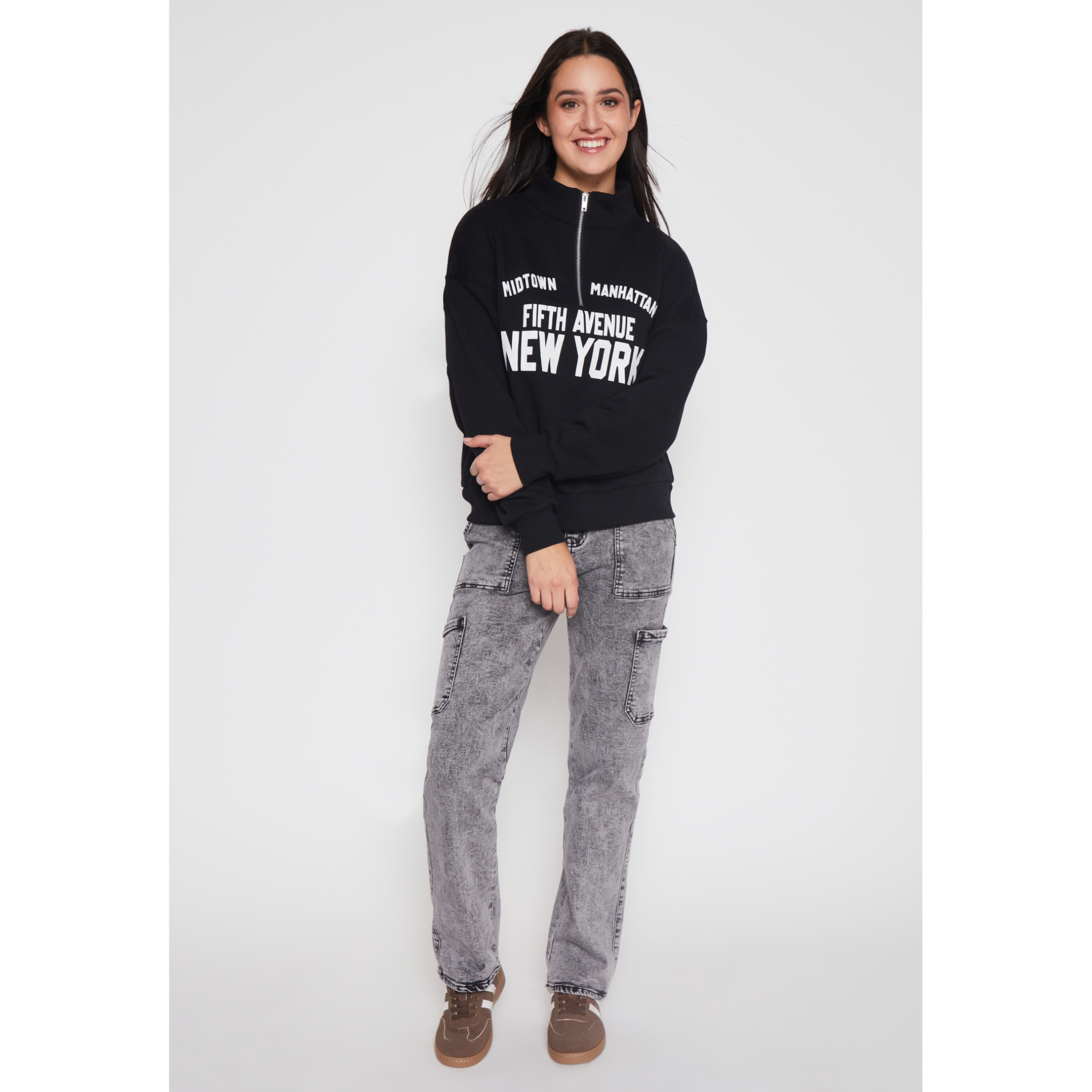 Polerón New York Mujer Negro Familyshop 2