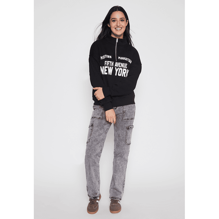Polerón New York Mujer Negro Familyshop 2