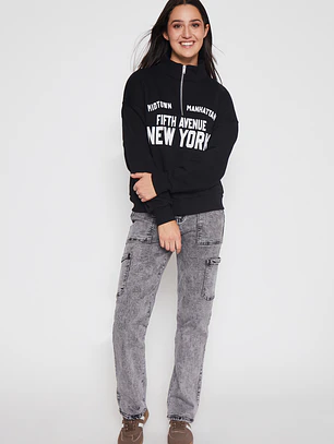 Polerón New York Mujer Negro Familyshop