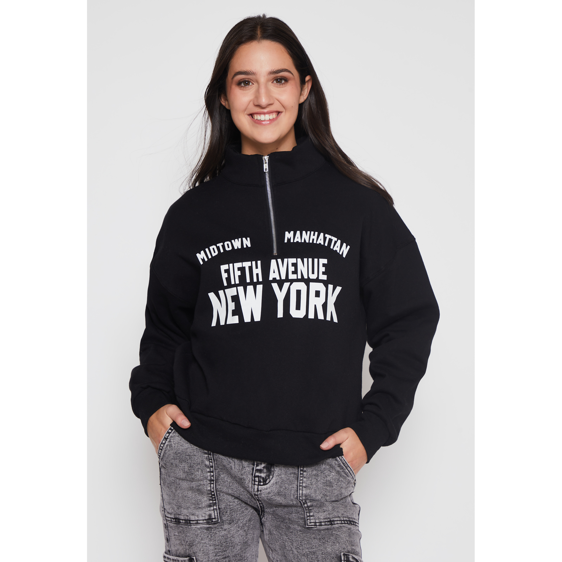 Polerón New York Mujer Negro Familyshop 1