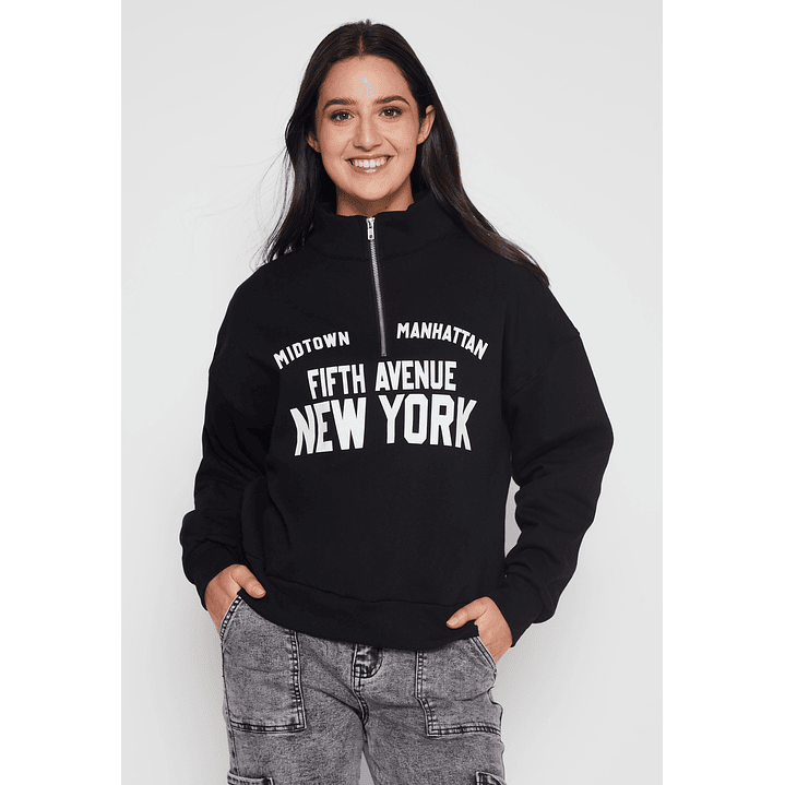 Polerón New York Mujer Negro Familyshop 1