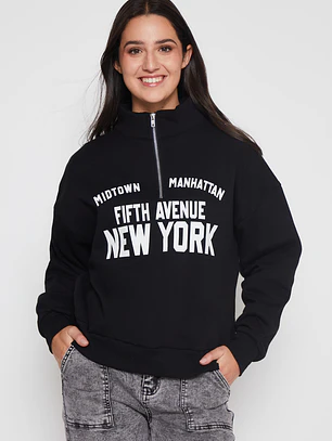 Polerón New York Mujer Negro Familyshop