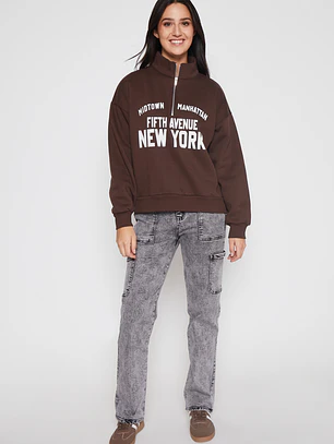 Polerón New York Mujer Café Familyshop