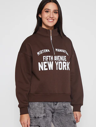 Polerón New York Mujer Café Familyshop