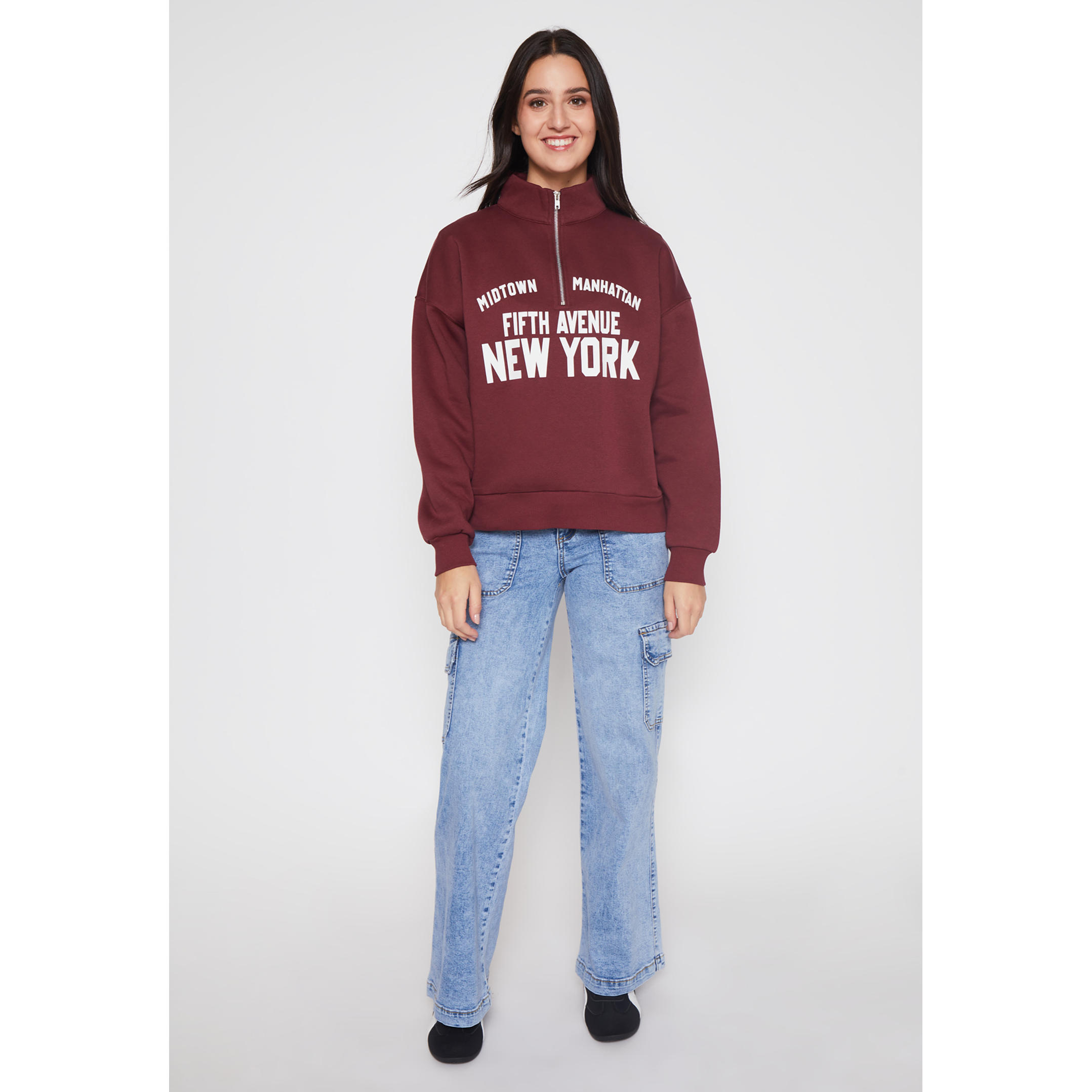 Polerón New York Mujer Burdeo Familyshop 2
