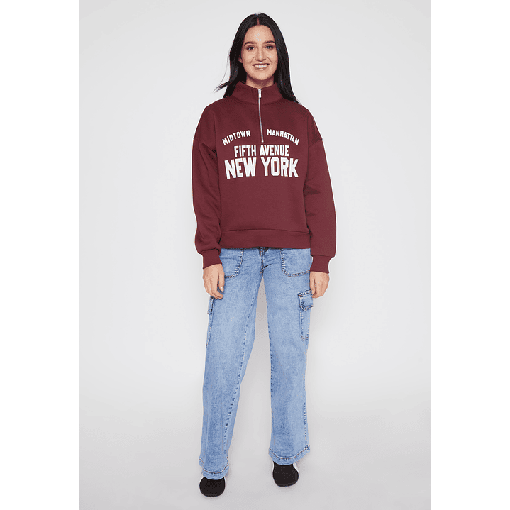 Polerón New York Mujer Burdeo Familyshop 2