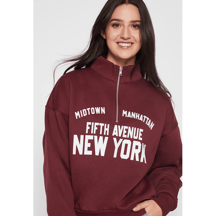 Polerón New York Mujer Burdeo Familyshop 4