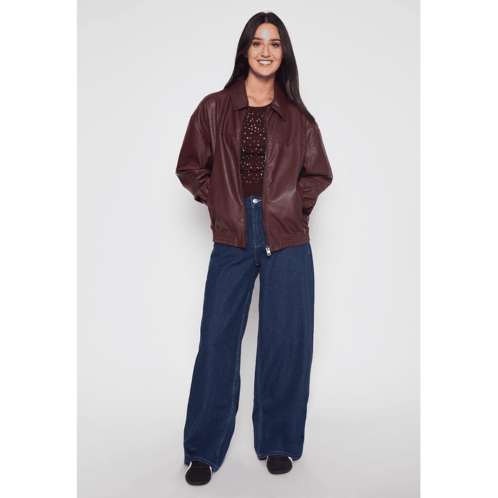 Chaqueta Ecocuero Mujer Burdeo Familyshop 2