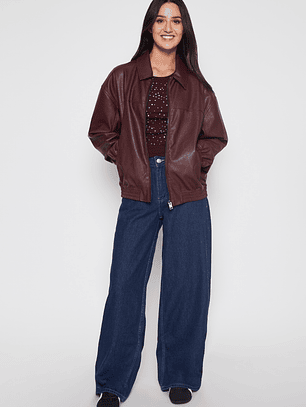 Chaqueta Ecocuero Mujer Burdeo Familyshop