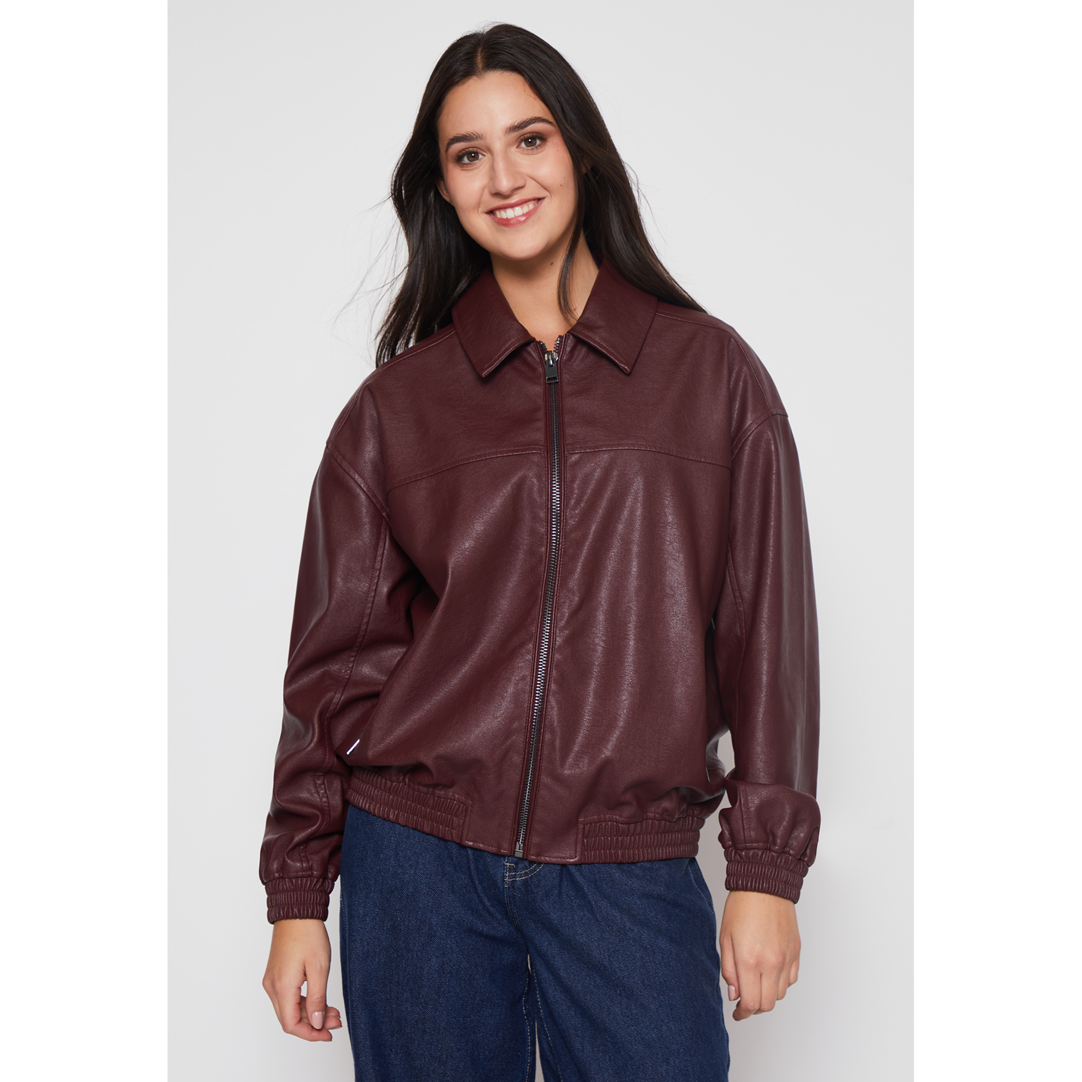 Chaqueta Ecocuero Mujer Burdeo Familyshop 1