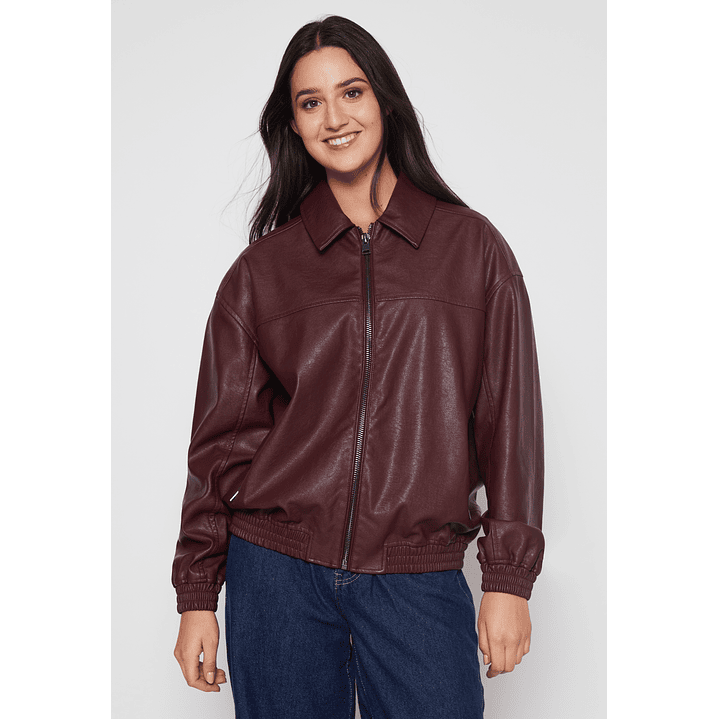 Chaqueta Ecocuero Mujer Burdeo Familyshop 1