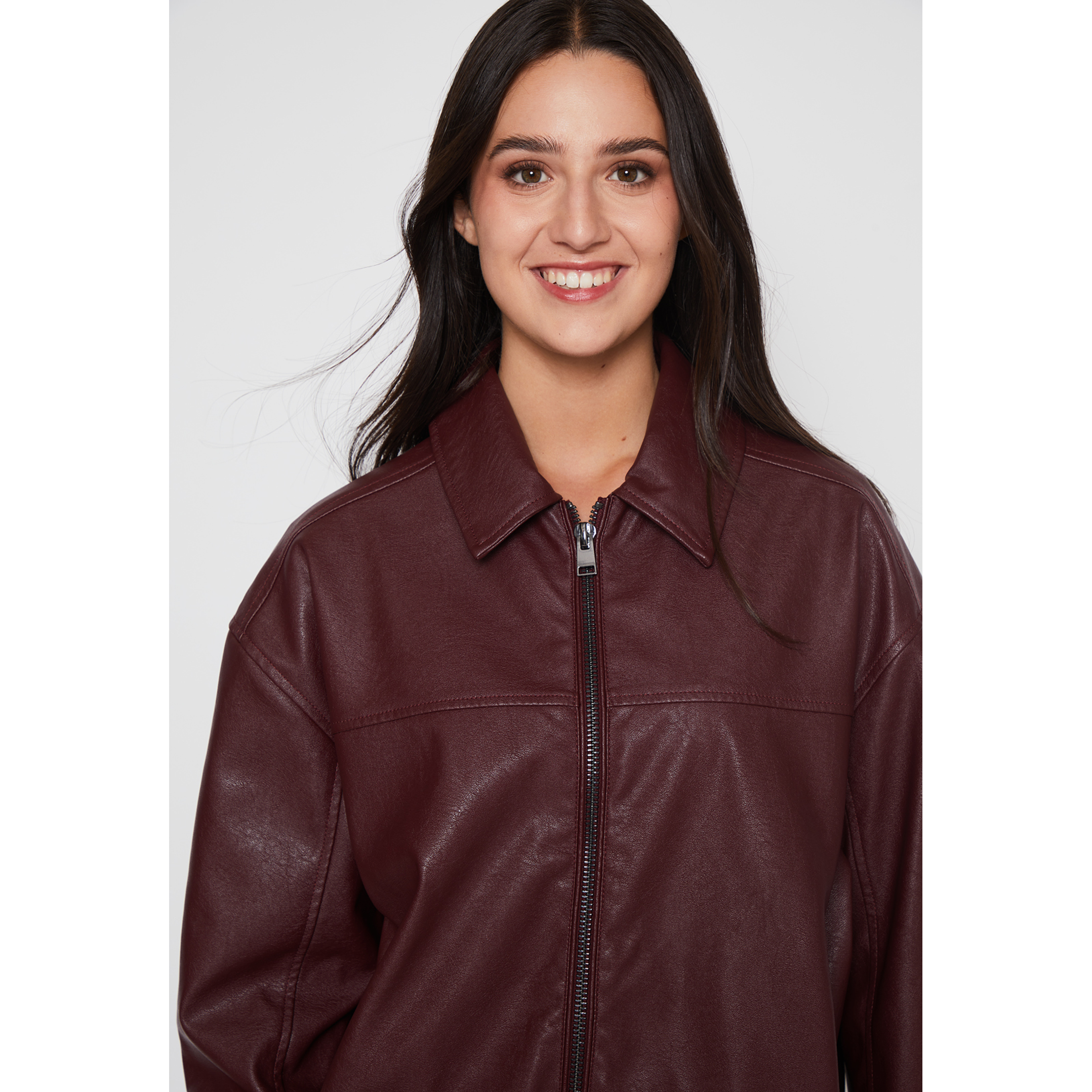 Chaqueta Ecocuero Mujer Burdeo Familyshop 4