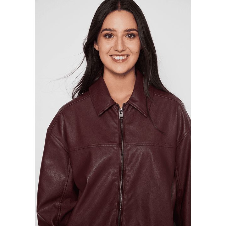 Chaqueta Ecocuero Mujer Burdeo Familyshop 4