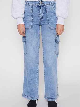 Jeans Wide Leg Cr Mujer Azul Familyshop