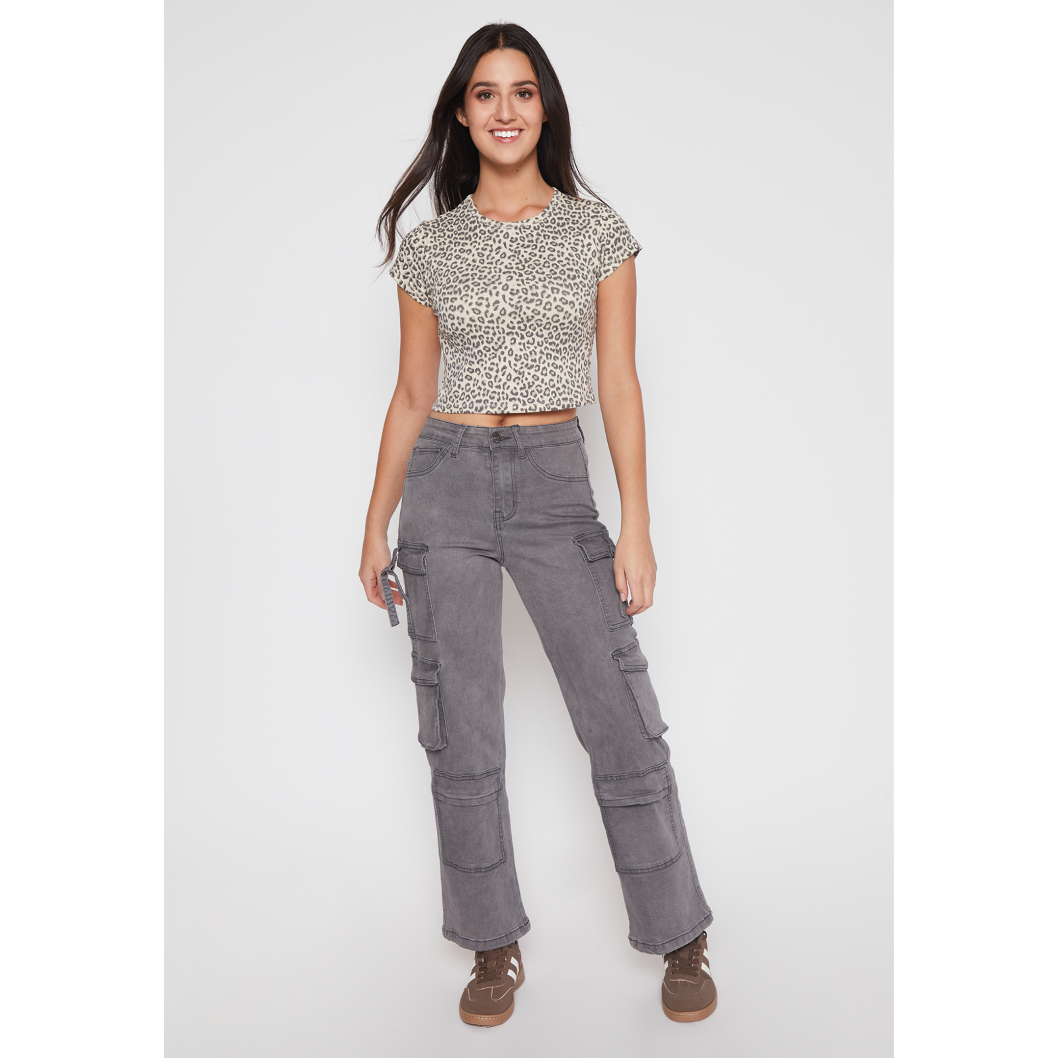 Jeans Wide Leg Cargo Mujer Gris Familyshop 2