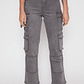 Jeans Wide Leg Cargo Mujer Gris Familyshop - Miniatura 1