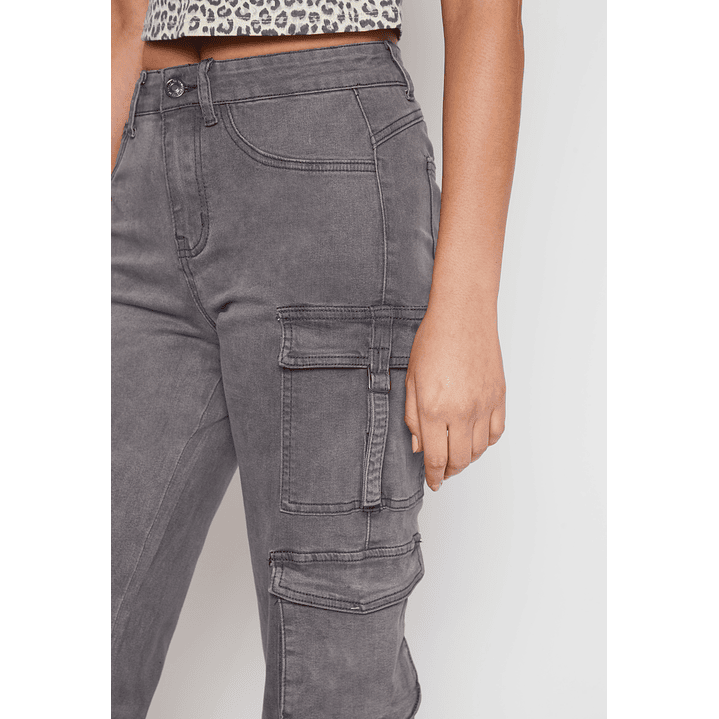 Jeans Wide Leg Cargo Mujer Gris Familyshop 4