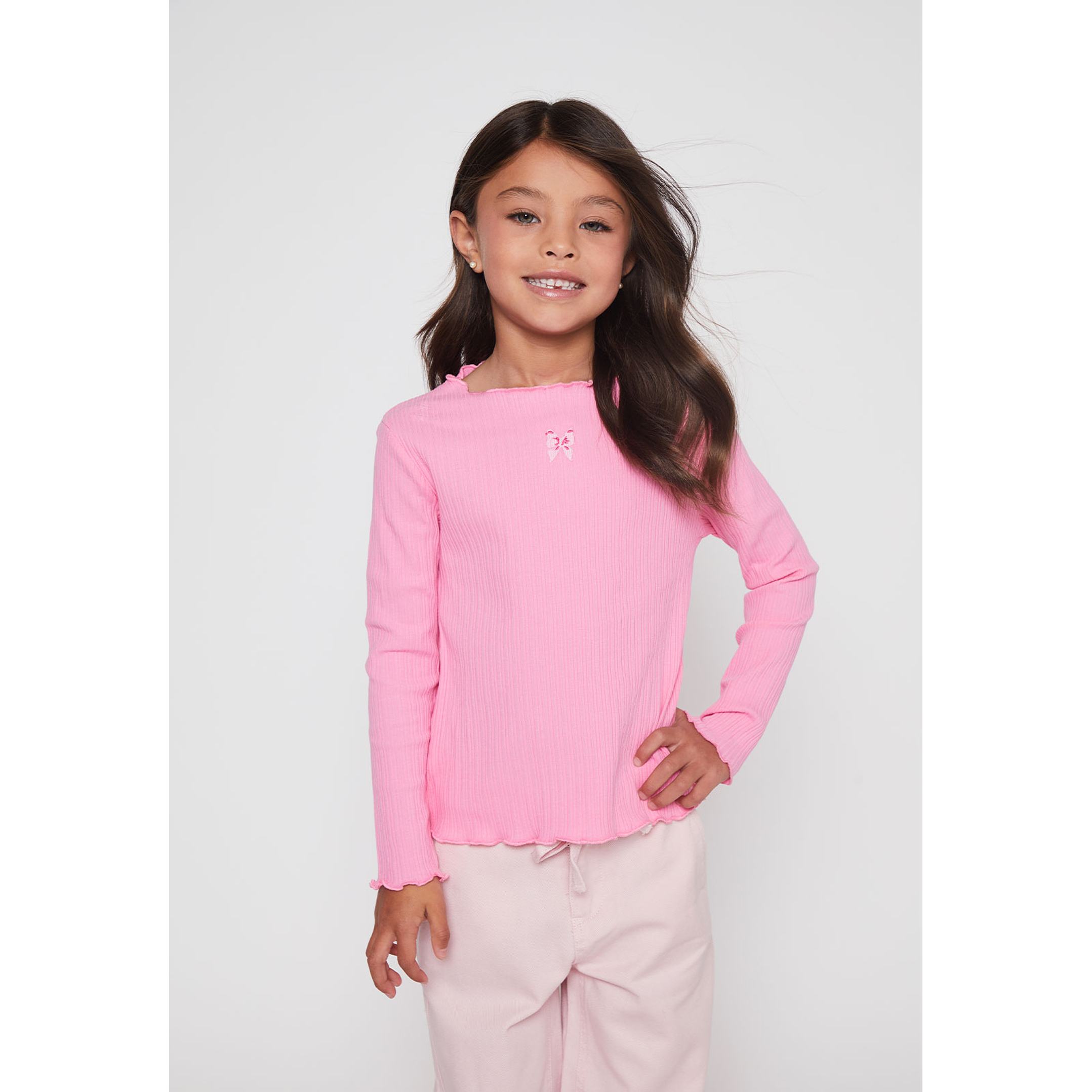 Polera Bordado Niña Rosado Familyshop 1