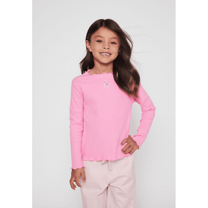 Polera Bordado Niña Rosado Familyshop 1