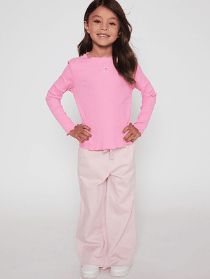 Polera Bordado Niña Rosado Familyshop