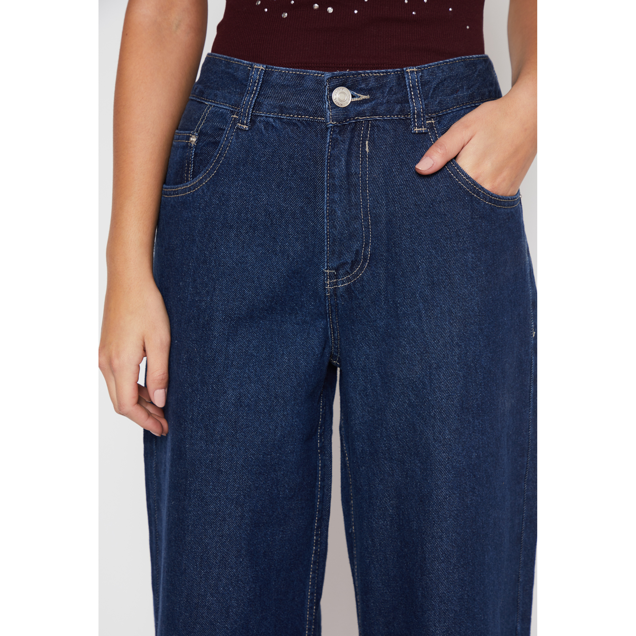 Jeans Wide Leg Raw Mujer Azul Familyshop 3