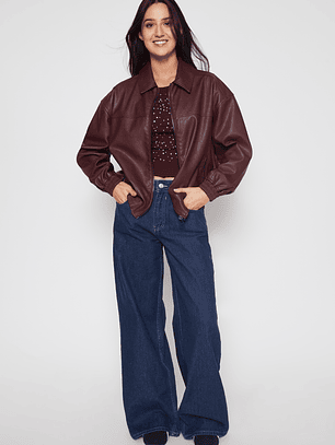 Jeans Wide Leg Raw Mujer Azul Familyshop