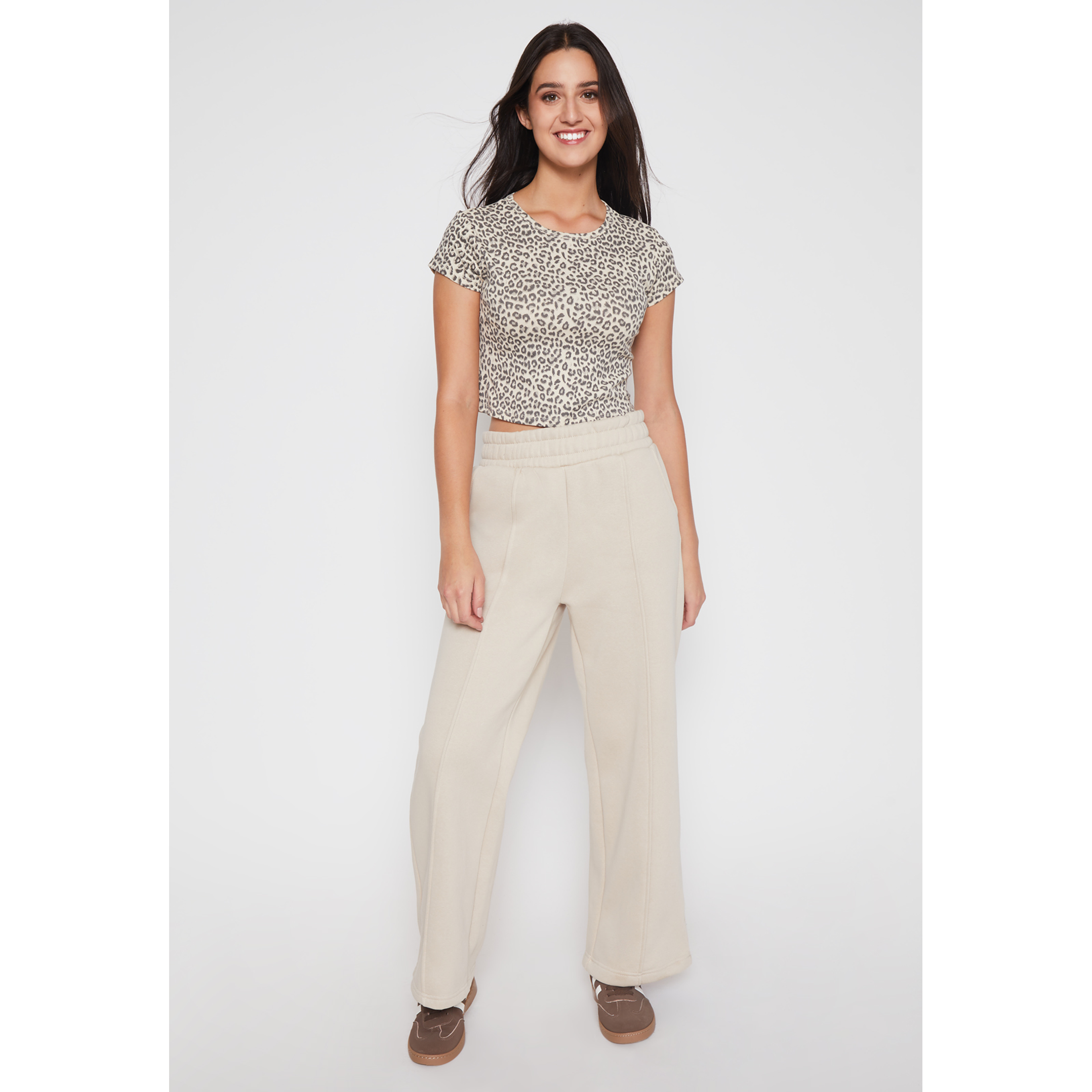 Pantalón Buzo Wide Leg Mujer Beige Familyshop 2