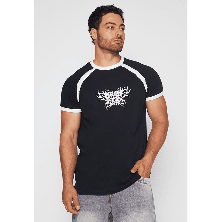 Polera College Raglan Hombre Negro Familyshop 1