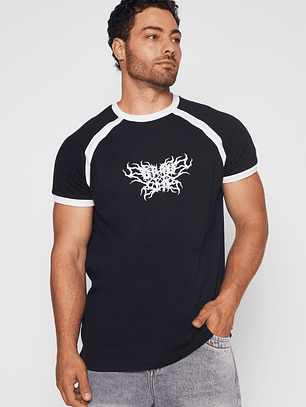 Polera College Raglan Hombre Negro Familyshop