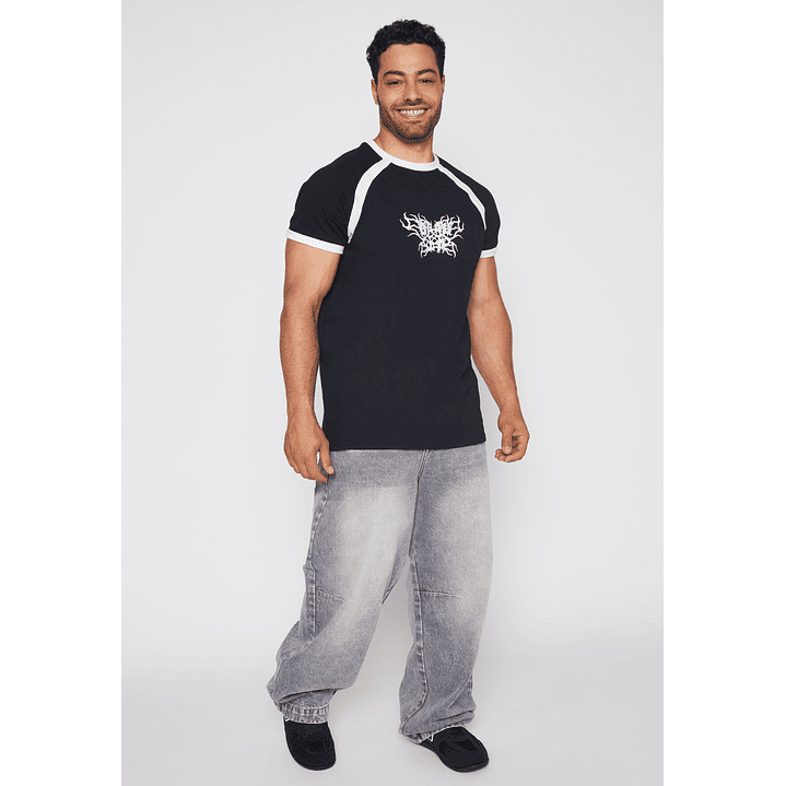 Polera College Raglan Hombre Negro Familyshop 2