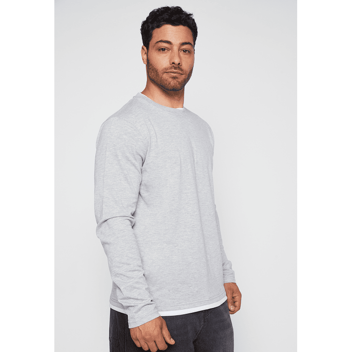 Polera Falso Hombre Gris Familyshop 1