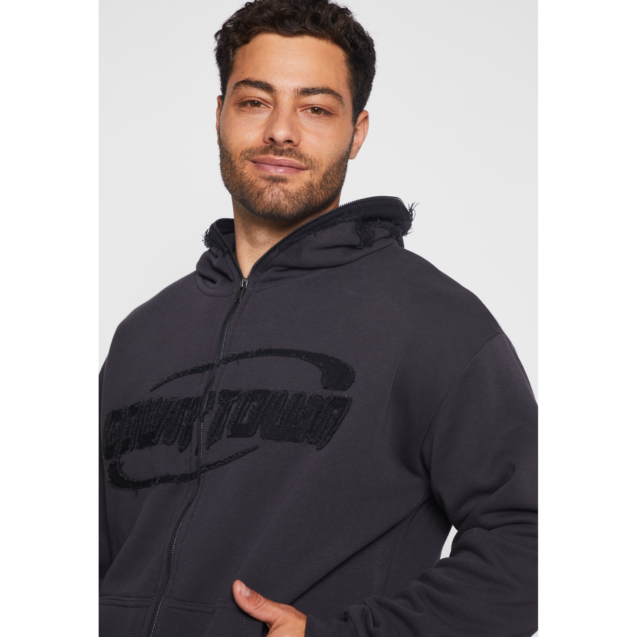 Polerón Cierre Down Town Hombre Negro Familyshop 4