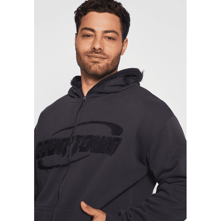 Polerón Cierre Down Town Hombre Negro Familyshop 4