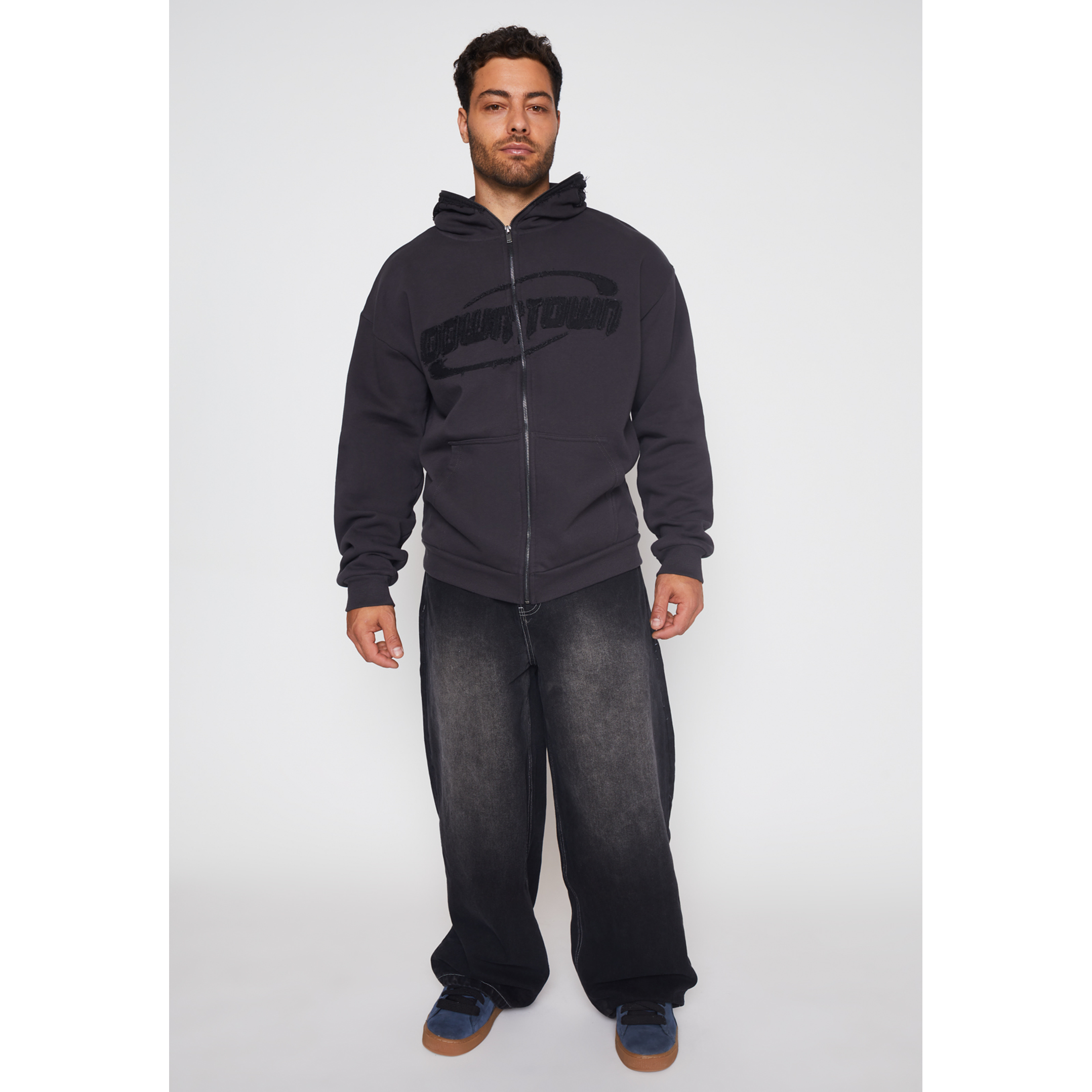 Polerón Cierre Down Town Hombre Negro Familyshop 2