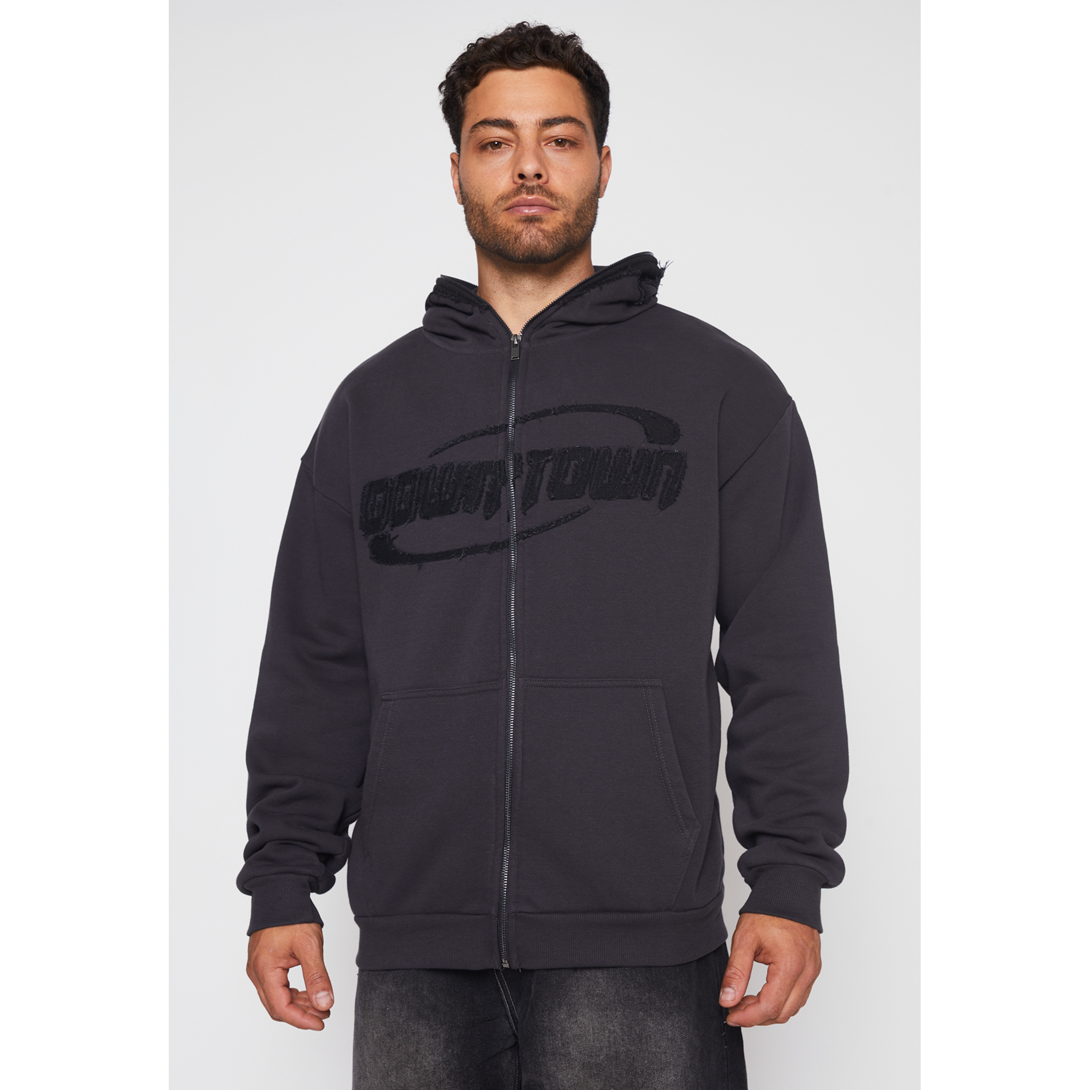 Polerón Cierre Down Town Hombre Negro Familyshop 1