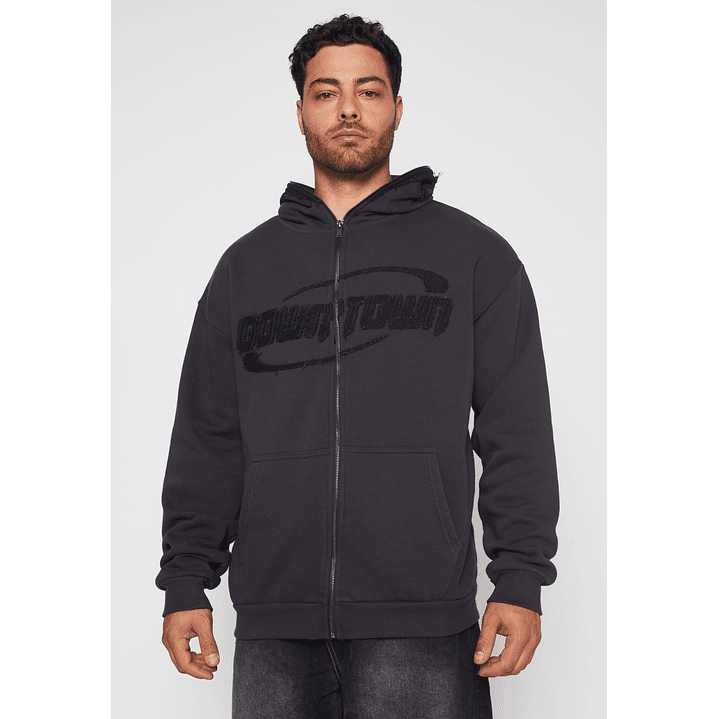 Polerón Cierre Down Town Hombre Negro Familyshop 1