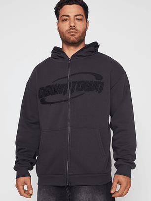 Polerón Cierre Down Town Hombre Negro Familyshop