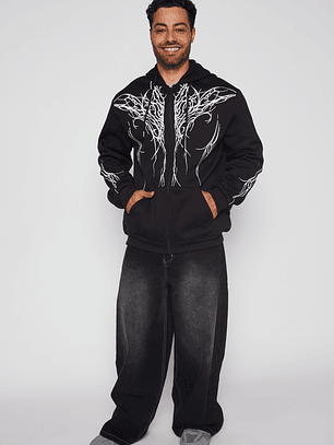 Polerón Death Cierre Hombre Negro Familyshop