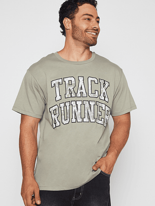 Polera Track Runner Hombre Verde Familyshop