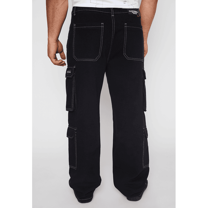 Jeans Cargo Contraste Hombre Negro Familyshop 4