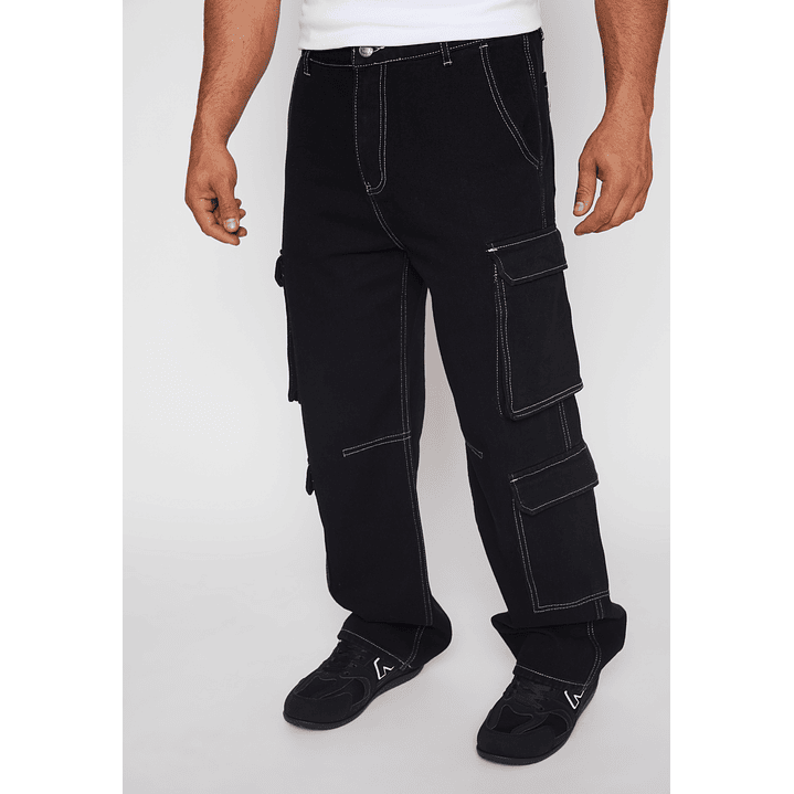 Jeans Cargo Contraste Hombre Negro Familyshop 1