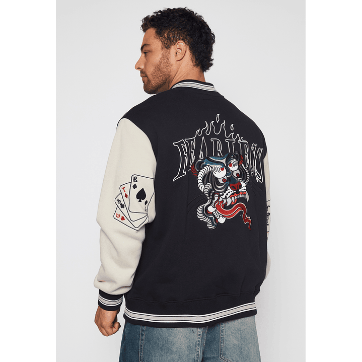 Chaqueta Franela Cartas Hombre Negro Familyshop 3