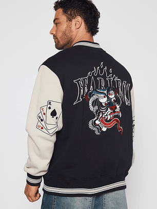 Chaqueta Franela Cartas Hombre Negro Familyshop