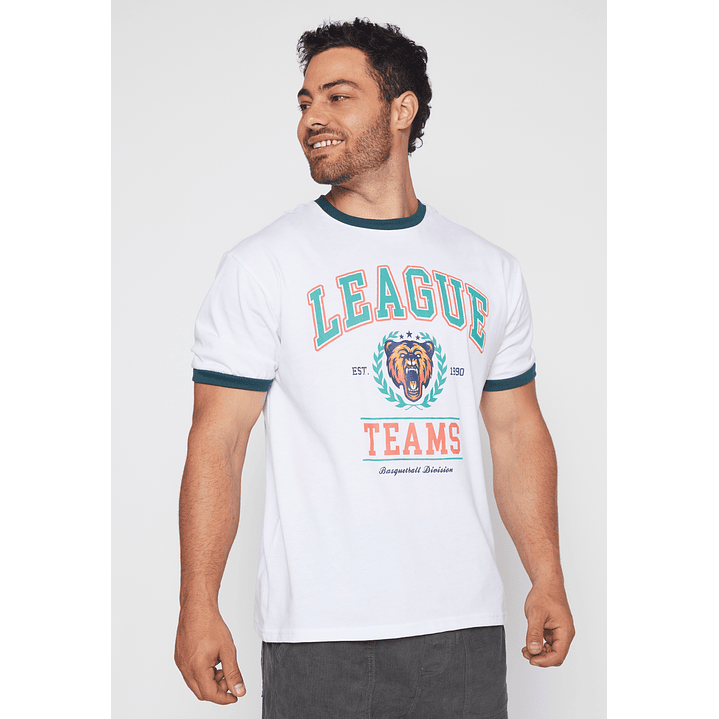 Polera College Team Hombre Blanco Familyshop 1