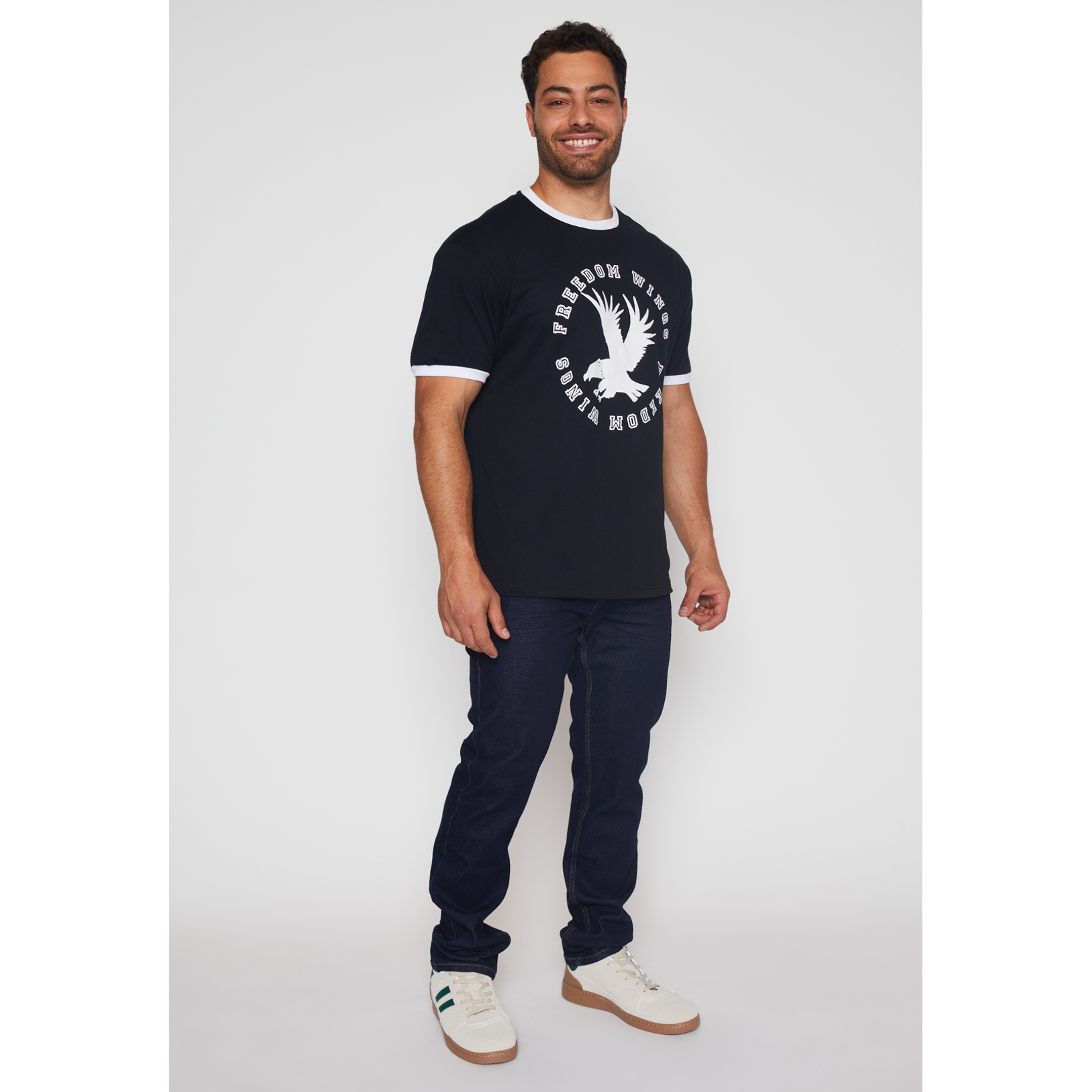 Polera College Contraste Hombre Negro Familyshop 2