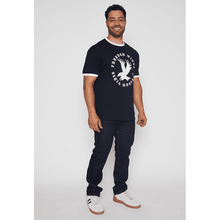 Polera College Contraste Hombre Negro Familyshop 2